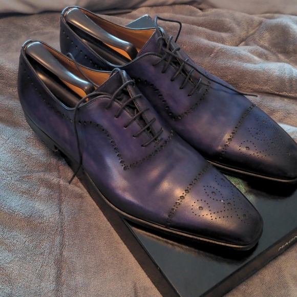 Magnanni Blue Oxford Shoes - Picture 1 of 2